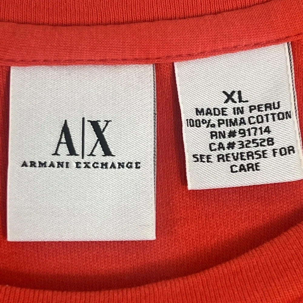 Armani Exchange Shirt Mens‎ XL Red Pima Cotton Crewneck Stripe AX Logo Tee